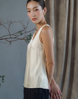 Mieko Beaded Satin Tank Top- Black / Ivory / Coffee Brown