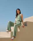 Jess Cupro Jumpsuit - Rose Pink / Black / Sage / Olive Green