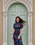 Jayne Retro Cheongsam - Black Floral