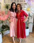 Candi Shirt Dress - Pink / Red