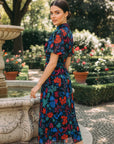 Jayne Retro Cheongsam - Black Floral