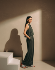 Jess Cupro Jumpsuit - Rose Pink / Black / Sage / Olive Green