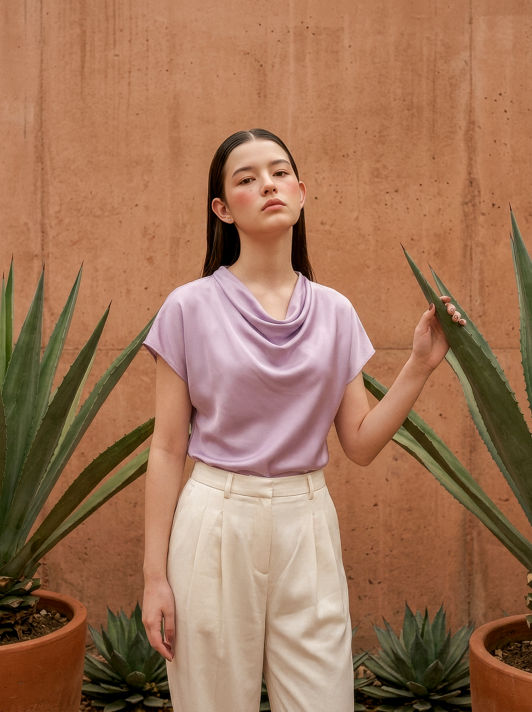 Shenton Cowl Top - Citrus Yellow / Lilac