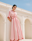 Candi Shirt Dress - Pink / Red
