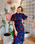 Jayne Retro Cheongsam - Black Floral