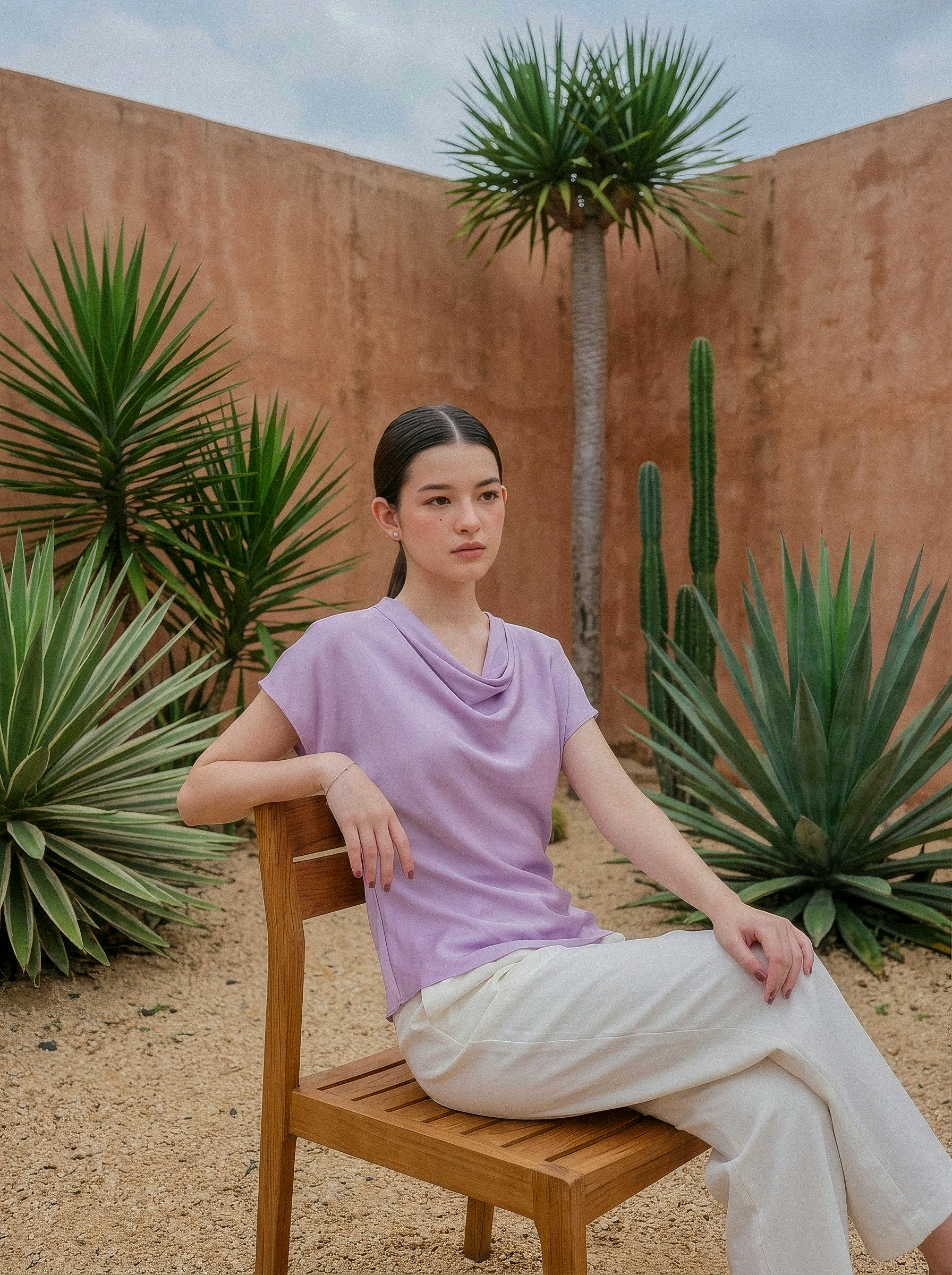 Shenton Cowl Top - Citrus Yellow / Lilac