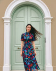 Jayne Retro Cheongsam - Black Floral