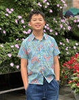 Lil' Man Tuileries Shirt - Navy Tulips / French Florals