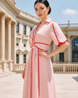 Candi Shirt Dress - Pink / Red