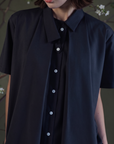 Aoi Collared Shirt - Sky Blue / Black BACKORDER