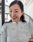 Chevonne Bejewelled Cheongsam - Black / Ice Blue