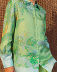 Fern Forest Silk Shirt - Green / Lilac