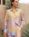 Fern Forest Silk Shirt - Green / Lilac