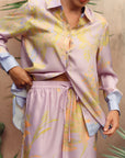 Fern Forest Silk Pants - Green / Lilac