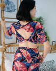Twylla Double Twist Flared Dress - Amber Foliage