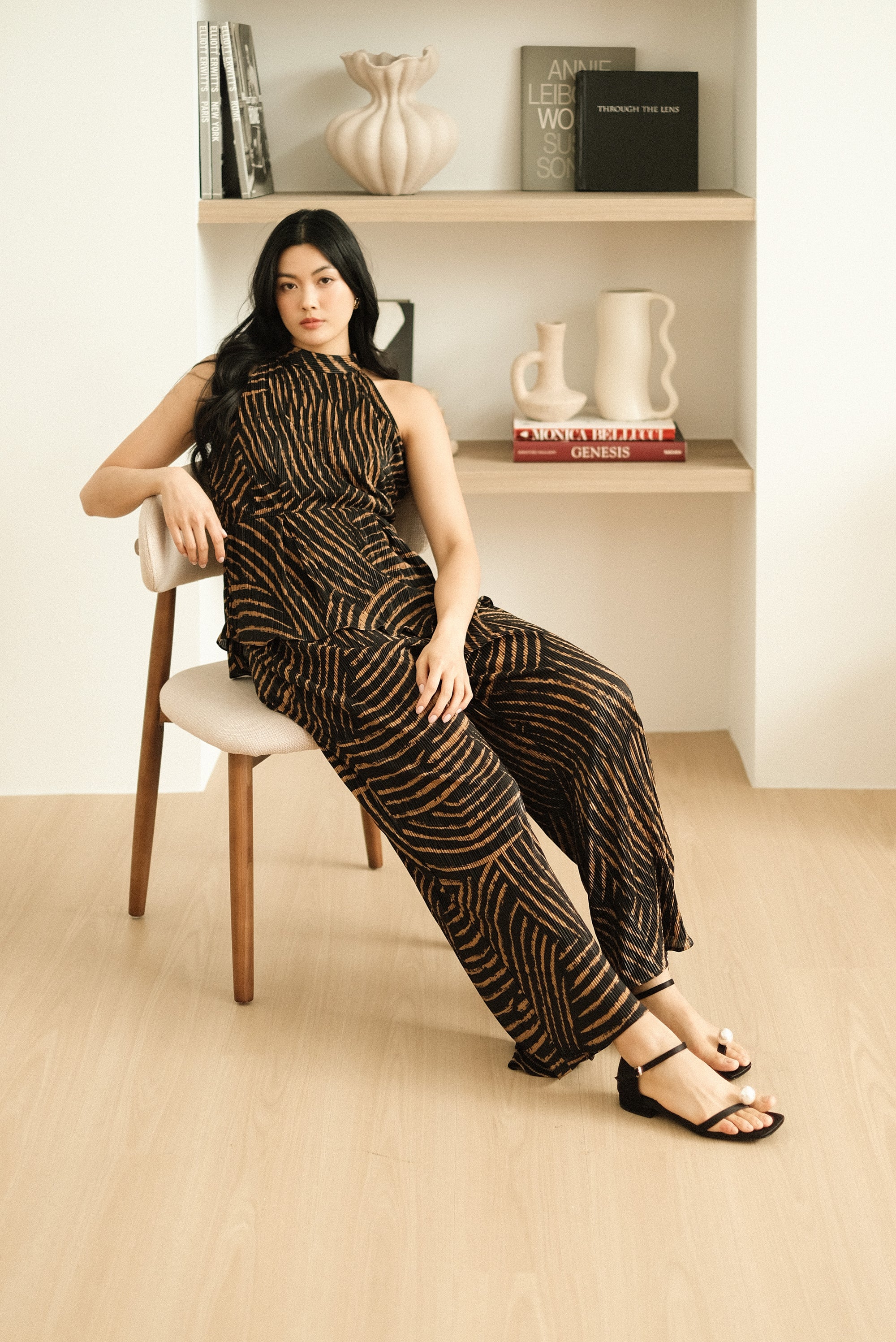 River Peplum Pants Set - Forest Swirl / Bengal Stripe