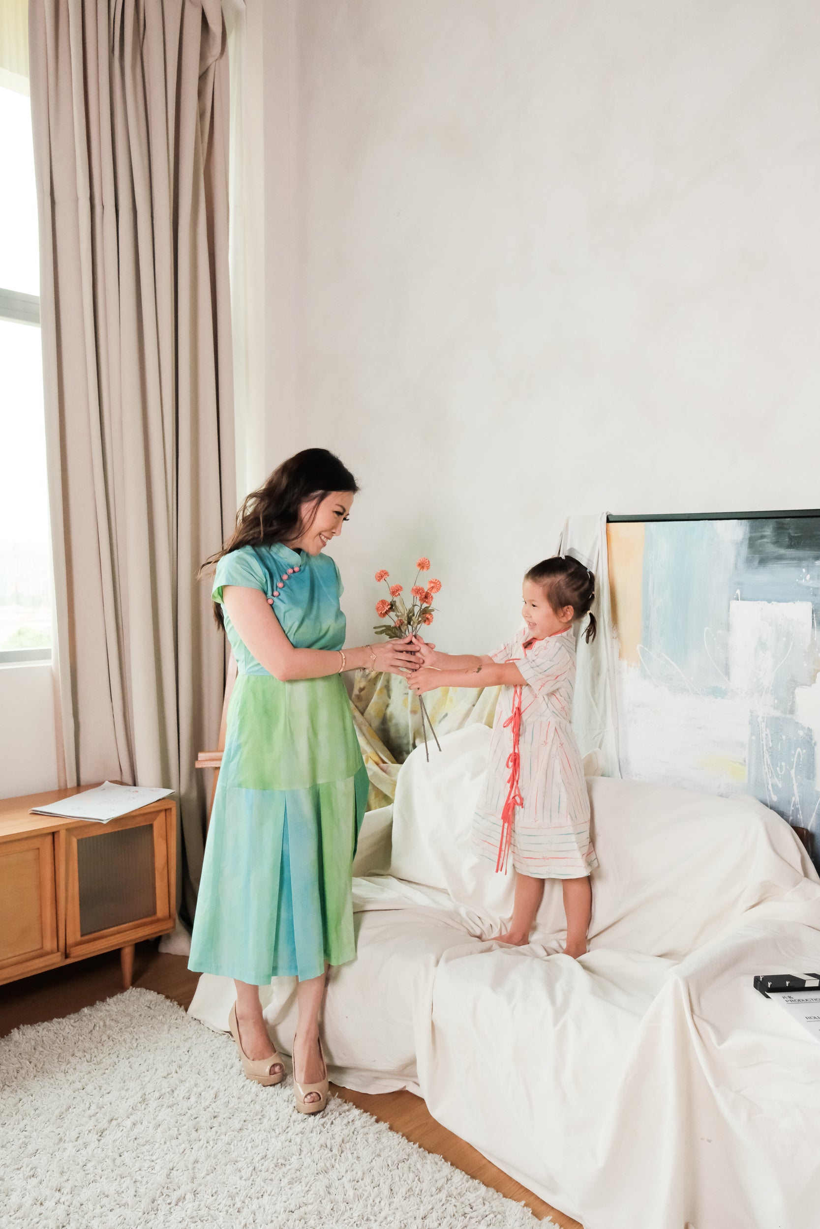 Lil' Theia Tie Shift Cheongsam - Ribbons