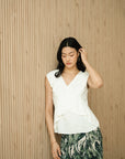 Pax Peplum Frill Top - White / Black