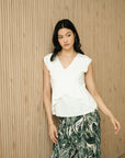 Pax Peplum Frill Top - White / Black