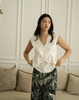 Pax Peplum Frill Top - White / Black