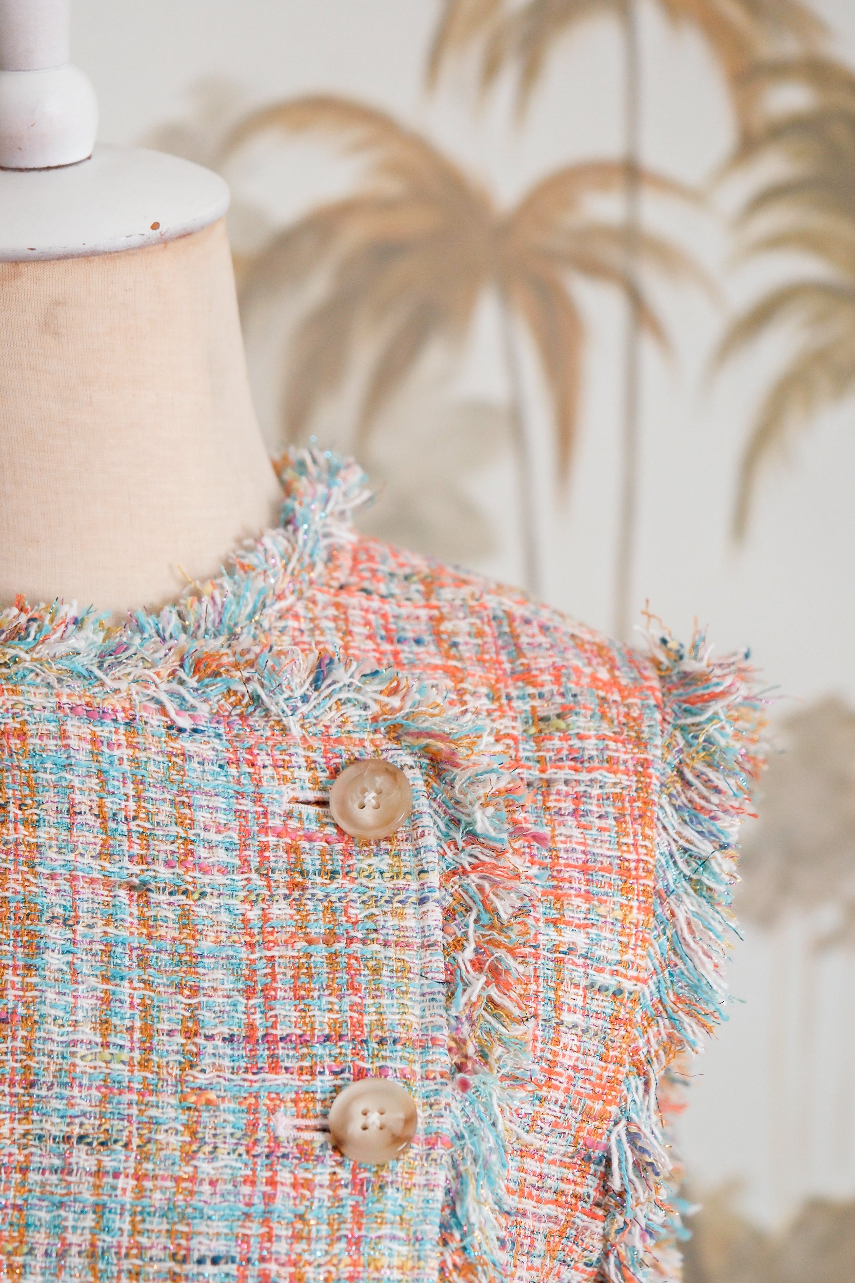 Roxette Tweed Skirt Set - Tangerine/ Turquoise