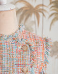 Roxette Tweed Skirt Set - Tangerine/ Turquoise