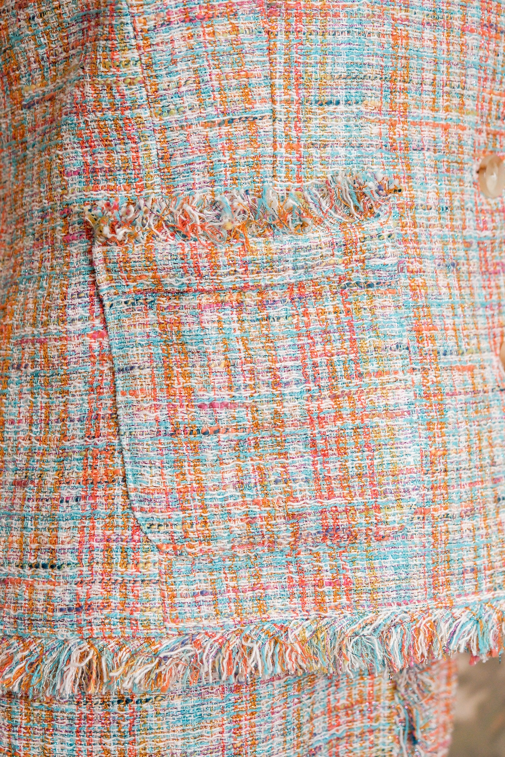 Roxette Tweed Skirt Set - Tangerine/ Turquoise