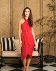 Clyo Halter Knot Dress - Red /Rose Pink