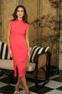 Ava Fitted Midi Cheongsam - Teal / Royal Purple / Coral (Pre-Order)