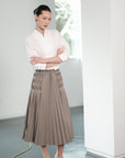 Carita Pleated Skirt - Black / Beige / Chambray