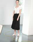 Carita Pleated Skirt - Black / Beige / Chambray