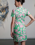 Theia Tie Shift Cheongsam - Pink-Green Floral