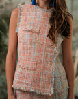 Roxette Tweed Skirt Set - Tangerine/ Turquoise