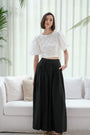 Palazzo Pleated Pants - Black