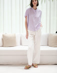 Zoom Ready Rayon Top - Lilac / Rust / White