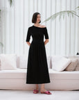 Maia Asymmetrical Maxi Dress - Black / Purple