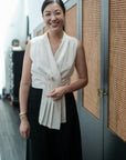 Aira Pleated Vest - Cream / Black