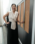 Aira Pleated Vest - Cream / Black
