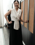 Aira Pleated Vest - Cream / Black