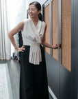 Aira Pleated Vest - Cream / Black