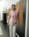 Aira Pleated Vest - Cream / Black