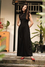 Ava Maxi Jumpsuit - Black / Royal Purple (Pre-Order)