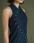 Tsuki Cheongsam Top - Dark / Light Chambray BACKORDER