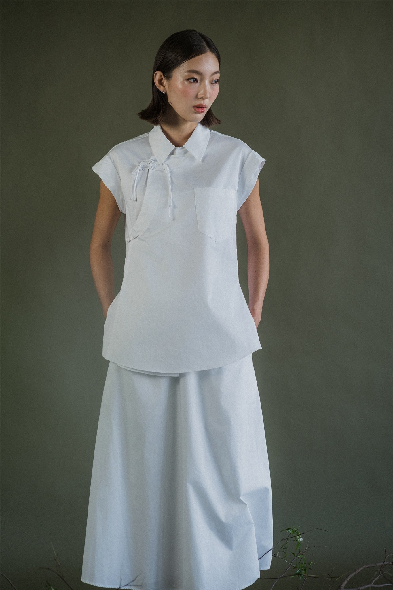 Mei Samfu Shirt - Stripes / White