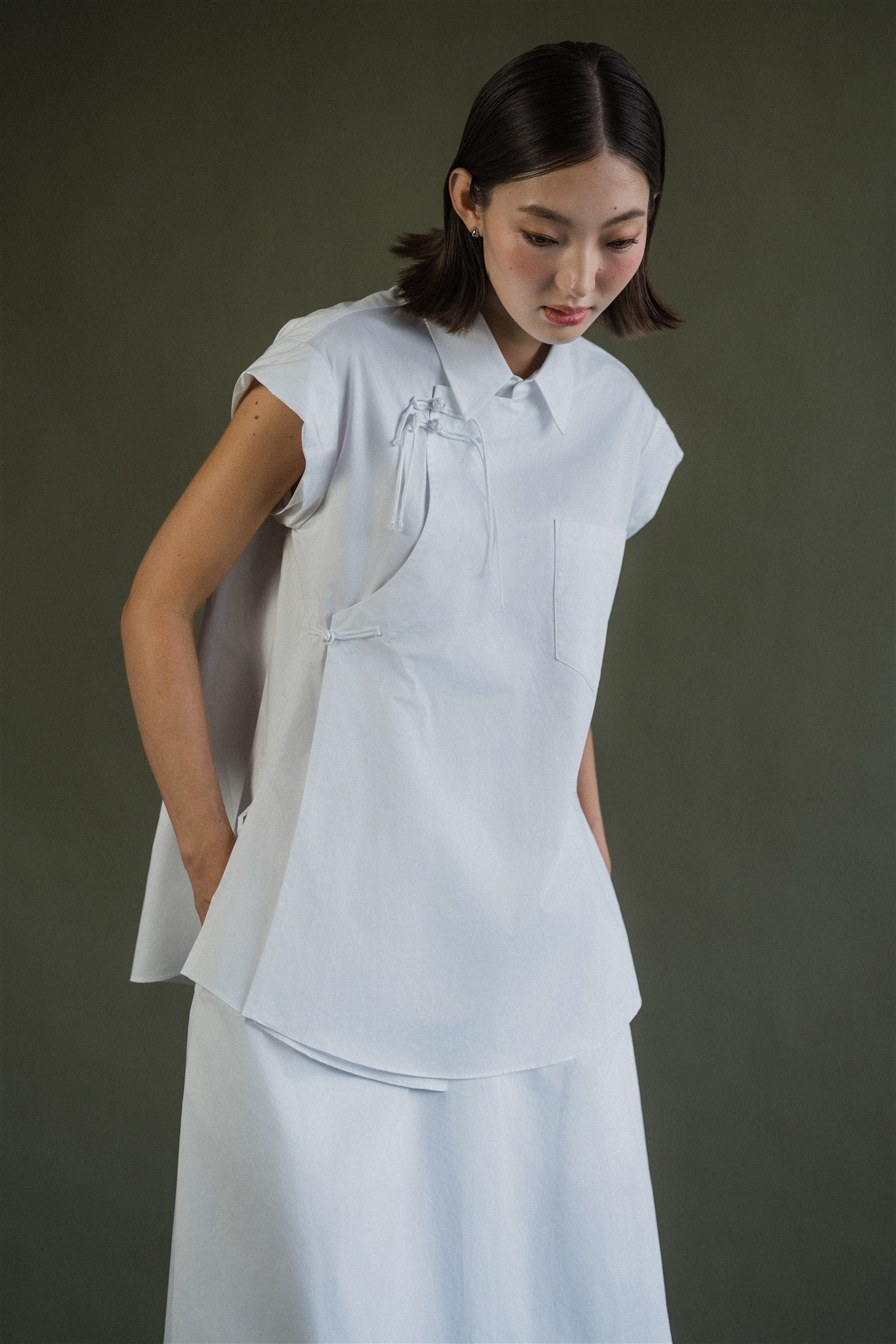 Mei Samfu Shirt - Stripes / White