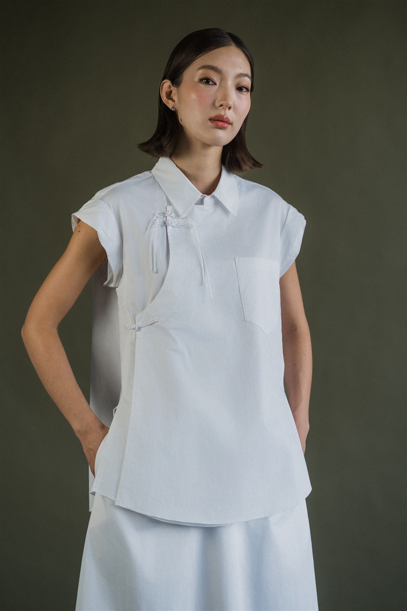 Mei Samfu Shirt - Stripes / White