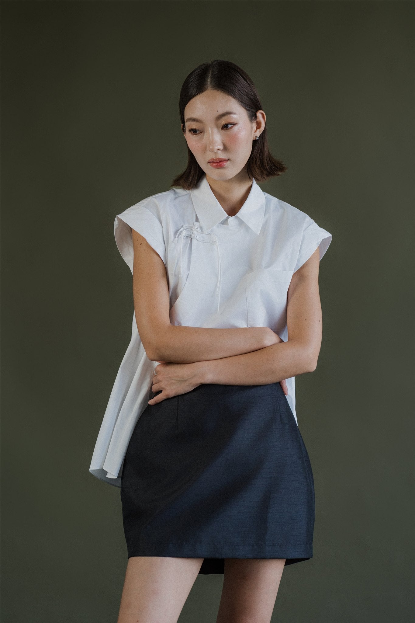 Mei Samfu Shirt - Stripes / White