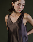Mieko Beaded Satin Tank Top- Black / Ivory / Coffee Brown