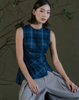 Gara Asymetrical Top - Gingham / Stripes