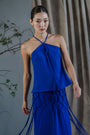 Katsumi Tassel Halter Top - Cobalt / White / Black